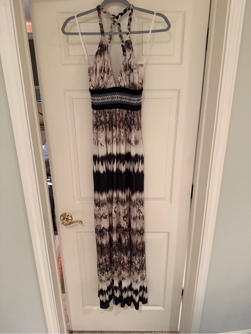 Sky Black and White Tie-Dye Maxi Dress